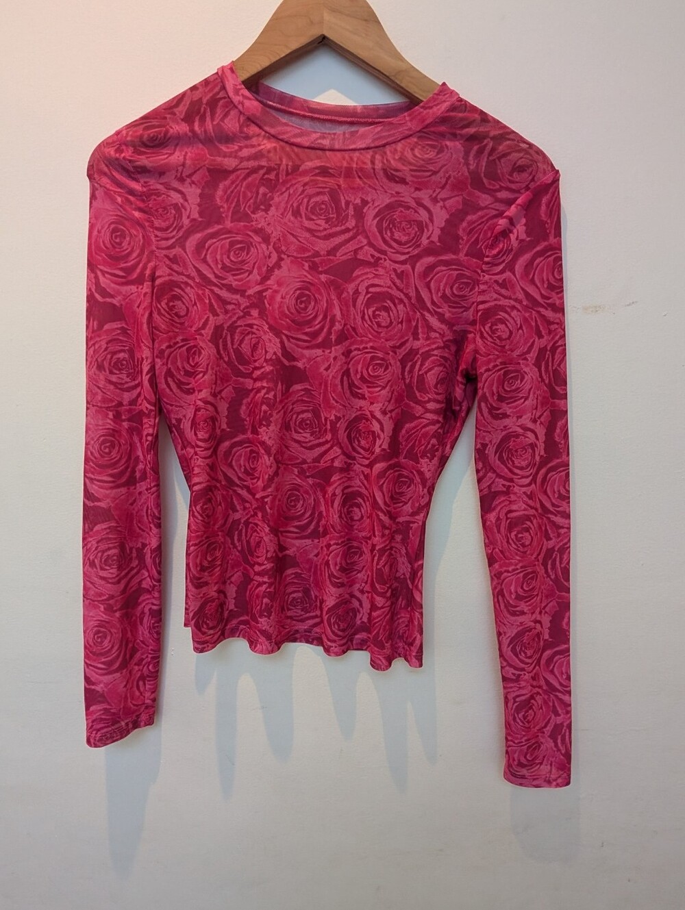Pink Roses Mesh Top - Picture 2 of 3
